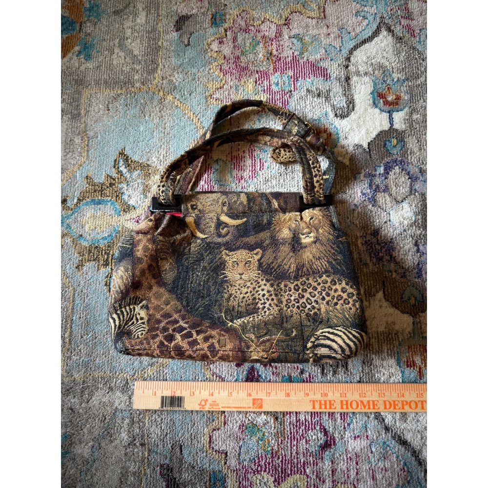 Unbranded Tapestry Safari Wildlife Handbag Brown Women Small #1234567890123